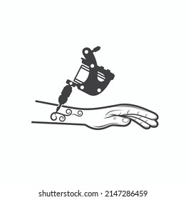 illustration of tattoo machine, icon for tattoo studio.