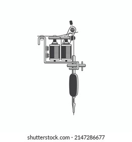 illustration of tattoo machine, icon for tattoo studio.