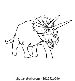 Illustration for tattoo. One line dinosaur. Art outline . Tattoo dinosaur