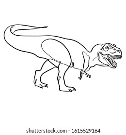 Illustration for tattoo. One line dinosaur. Art outline . Tattoo dinosaur