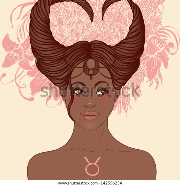 Illustration Taurus Astrological Sign Beautiful African Stock Vector ...