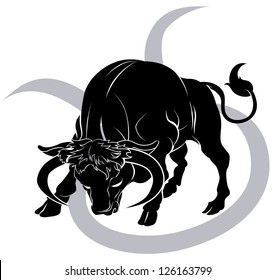 Illustration of Taurus the bull zodiac horoscope astrology sign
