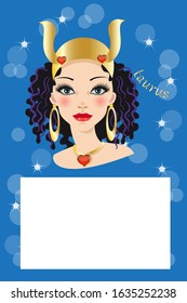 Illustration with taurus zodiac sign and white space to write a text