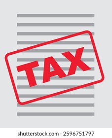 Illustration of a tax document with red stamp