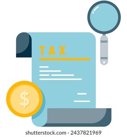 illustration of tax paper and magnifying glass