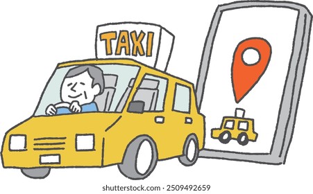 Illustration of a taxi dispatch app