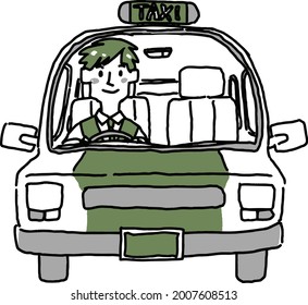 Illustration von Taxis und Fahrern
