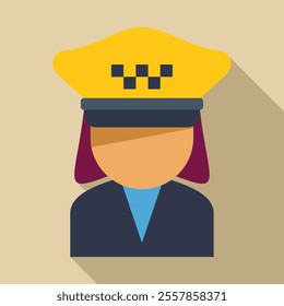 Illustration of a taxi driver wearing a traditional taxicab hat with a checkered pattern, representing the taxi service industry