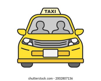 Illustration eines Taxis, das von vorne gesehen wurde.