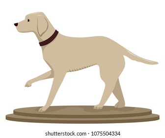 Illustration of a Taxidermy Dog on a Stand