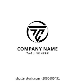 illustration TC,CT circle logo design triangle letters