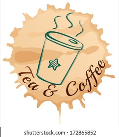 Illustration of a tea and coffee label on a white background
