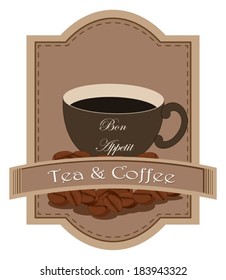 Illustration of a tea and coffee label on a white background