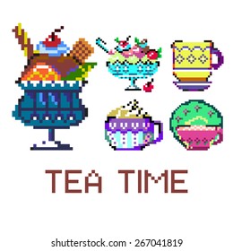 Illustration with tea and coffee things