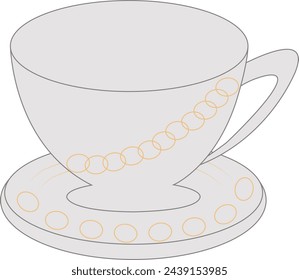 illustration of tea cup mockup vector design on a  white background