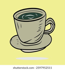 Illustration of a Tea Cup on a Yellow Background