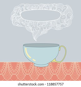 Illustration with tea cup. Vector