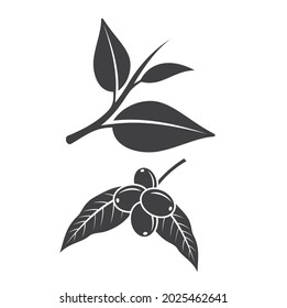 illustration of tea leaf and coffee icon