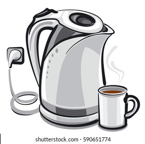 illustration of the tea pot and cup