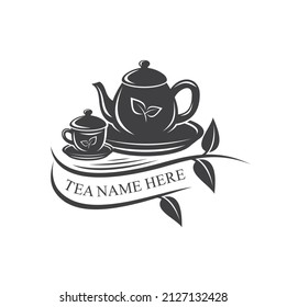 illustration of tea pot, hot tea drink, vector art.