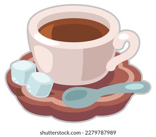 Illustration of tea with sugar_cologne and cute simple cooking vector illustration