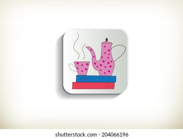 Illustration of tea time concept on vector button