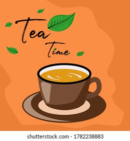 Illustration Tea Time with cute cups design vector