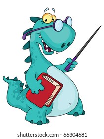 illustration of a teacher dinosaur