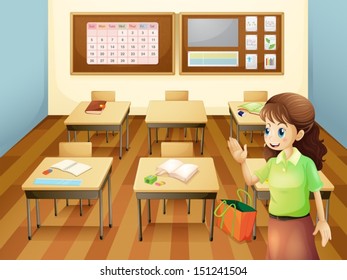 Illustration of a teacher inside the classroom