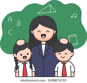 Illustration of a teacher and students