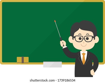 Illustration of a teacher teaching at the blackboard.