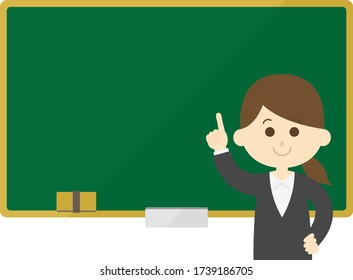 Illustration of a teacher teaching at the blackboard.