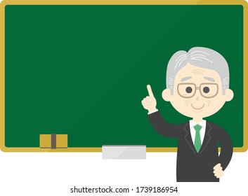Illustration of a teacher teaching at the blackboard.