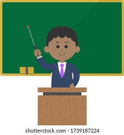Illustration of a teacher teaching at the blackboard.