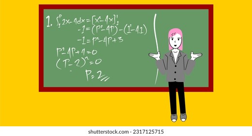 illustration of teacher when teaching mathematic in the classroom 
