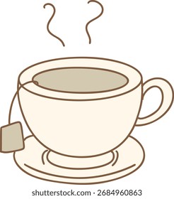 Abbildung einer Teetasse mit einem schwarzen Teebeutel