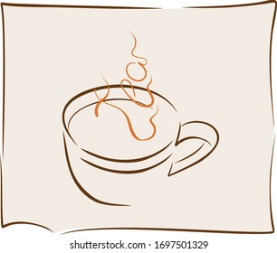 Illustration with teacup. Sketch vector illustration.