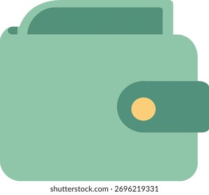 Ilustración de una billetera verde azulado con Botón