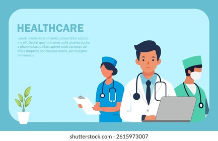 illustration of team of Doctors and Nurses of Healthcare and Medical concept