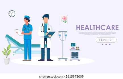 illustration of team of Doctors and Nurses of Healthcare and Medical concept