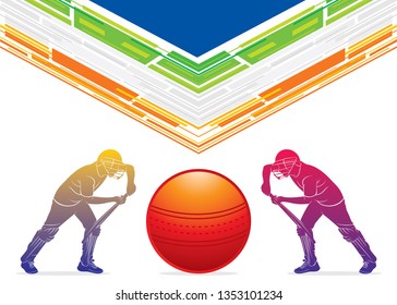 illustration of team playing cricket sports poster design Vector