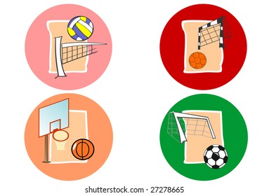 Illustration of team sports like icon