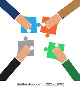 Illustration Team Work. Puzzle vector flat design