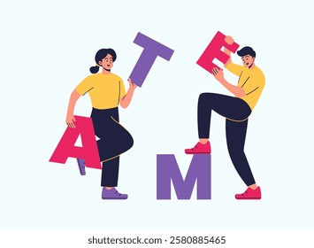 Illustration of an Teamwork Cartoon