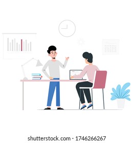 illustration of teamwork conversation to get the job done