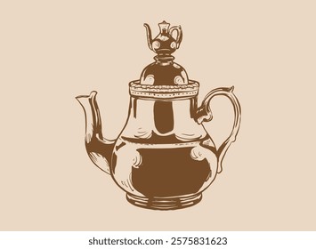 Illustration of an Teapot Antique Handdrawn