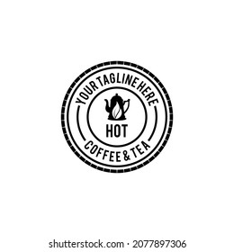 illustration teapot hot coffee breakfast leaf candle fire label drink business restaurant cafe bar classic concept logo design vector graphic icon symbol vintage retro