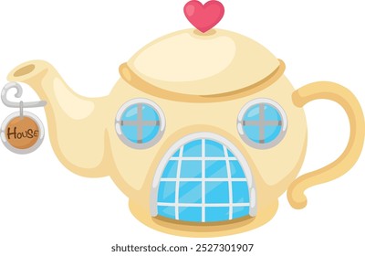 Illustration Teapot house white background vector 