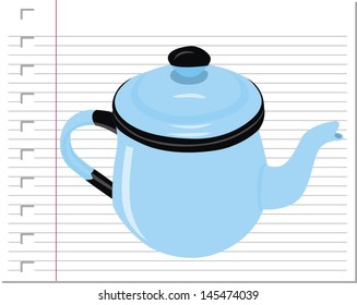 illustration teapot with on paper