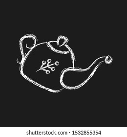 Illustration of a teapot. Vector drawn chalk sketch.